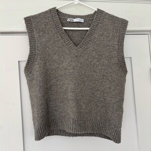 Zara Light Gray Knit Sweater Coat